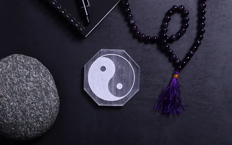 Yin Yang Selenite Carved plate